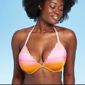Shade & Shore Pink and Orange Bikini Top Size 34D
